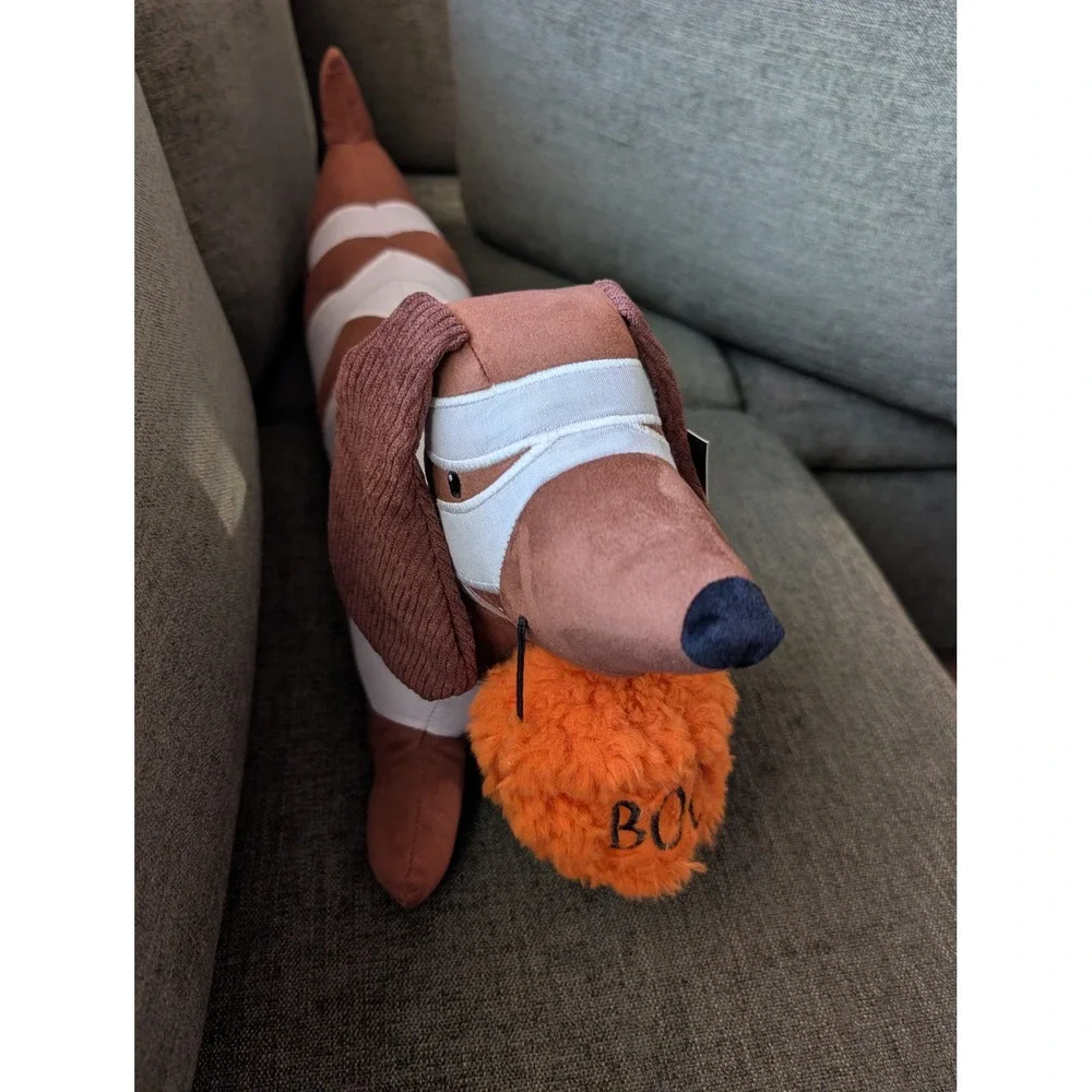 Halloween Mummy Dachshund Decorative Pillow 24in Brown Puppy Weiner Dog Doxie